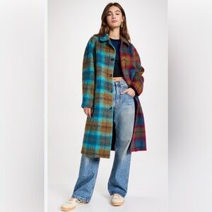 ANDERSSON BELL UNISEX HARRY CHECK BALMACAAN SHAGGY WOOL COAT SZ XS